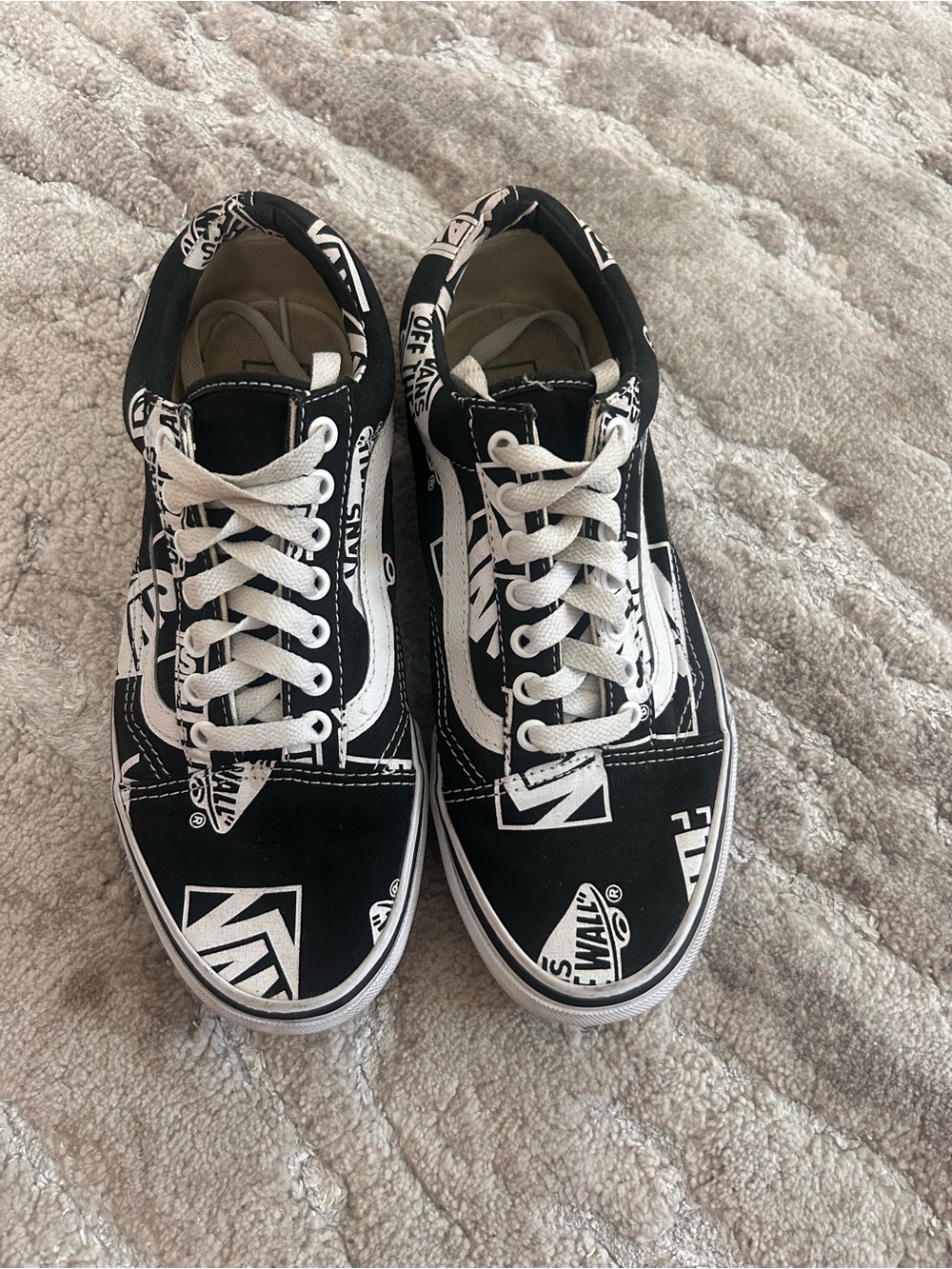 Vans Black & White Logo Old Skool Shoes